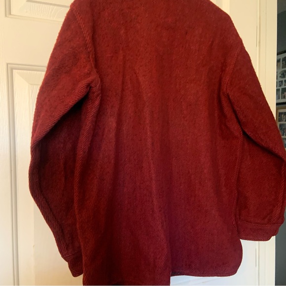 LL Bean men’s L Dark Red Button-Up Shirt Jacket, 100 % wool, vintage, outdoor - Picture 3 of 12